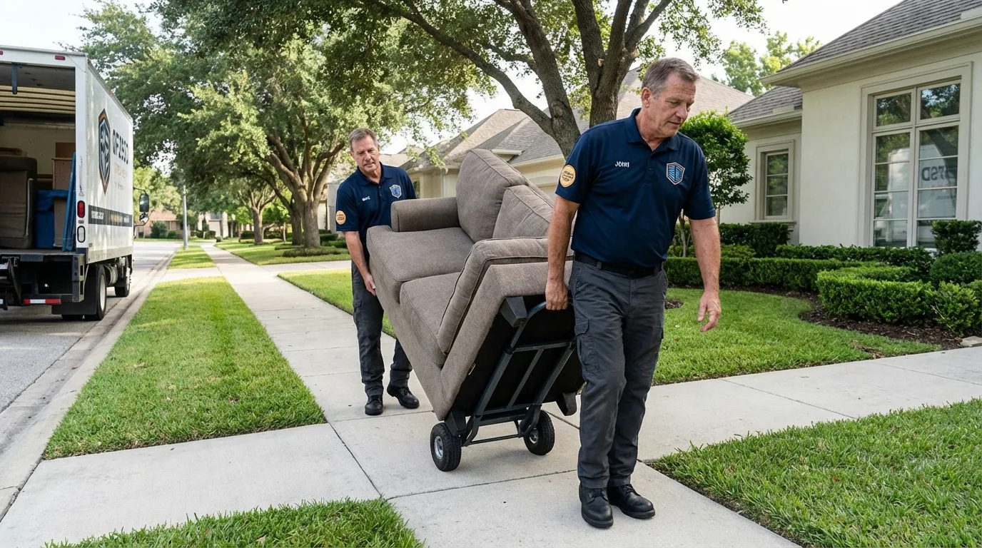 Local residential moving crew loading furniture in Donald, OR